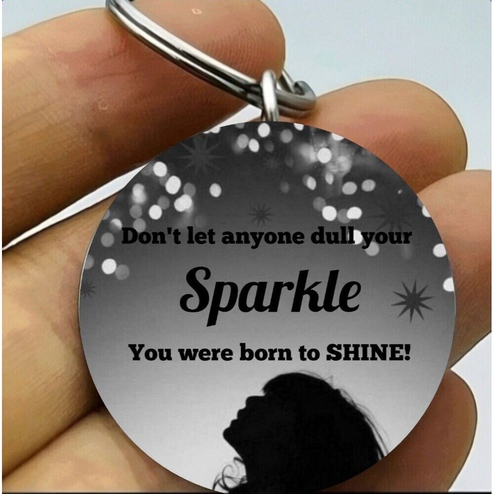 You Are Born To SHINE Life Inspiration Quote Stainless Steel Keychain Star